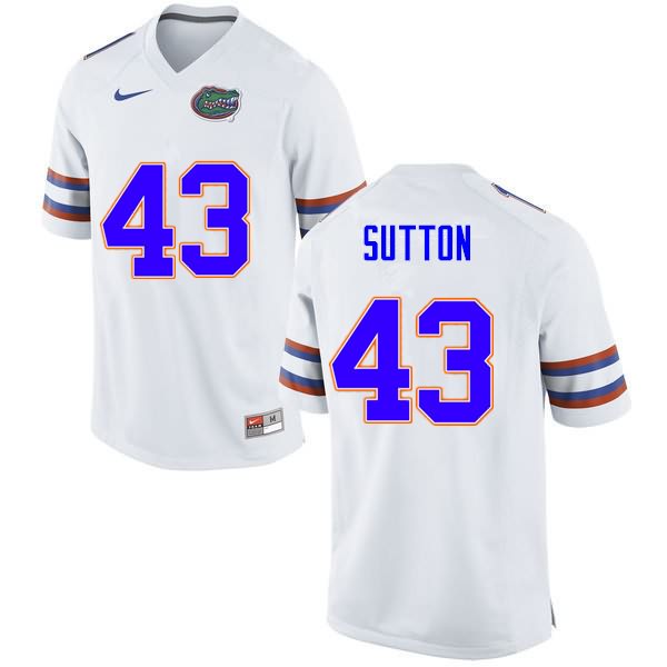 NCAA Florida Gators Nicolas Sutton Men's #43 Nike White Stitched Authentic College Football Jersey ACM1864OI
